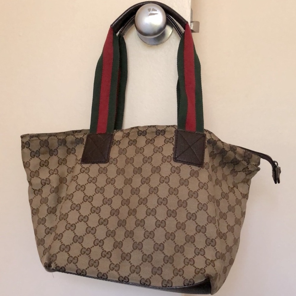 Gucci Web Supreme with Red/Green Straps Brown Red/Green Canvas and Leather
